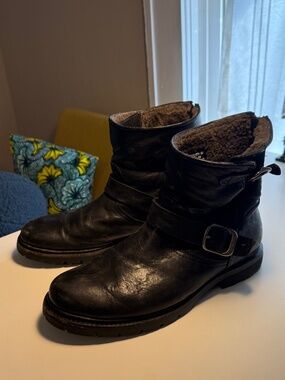 Frye Black Moto Booties - Sherpa lined